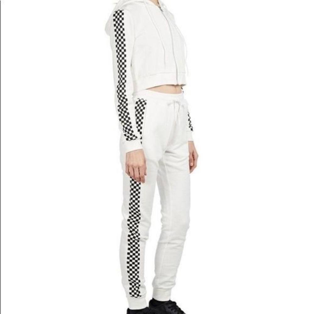 DANIELLE GUIZIO Godspeed White Checkered Tracksuit Sweatsuit Set